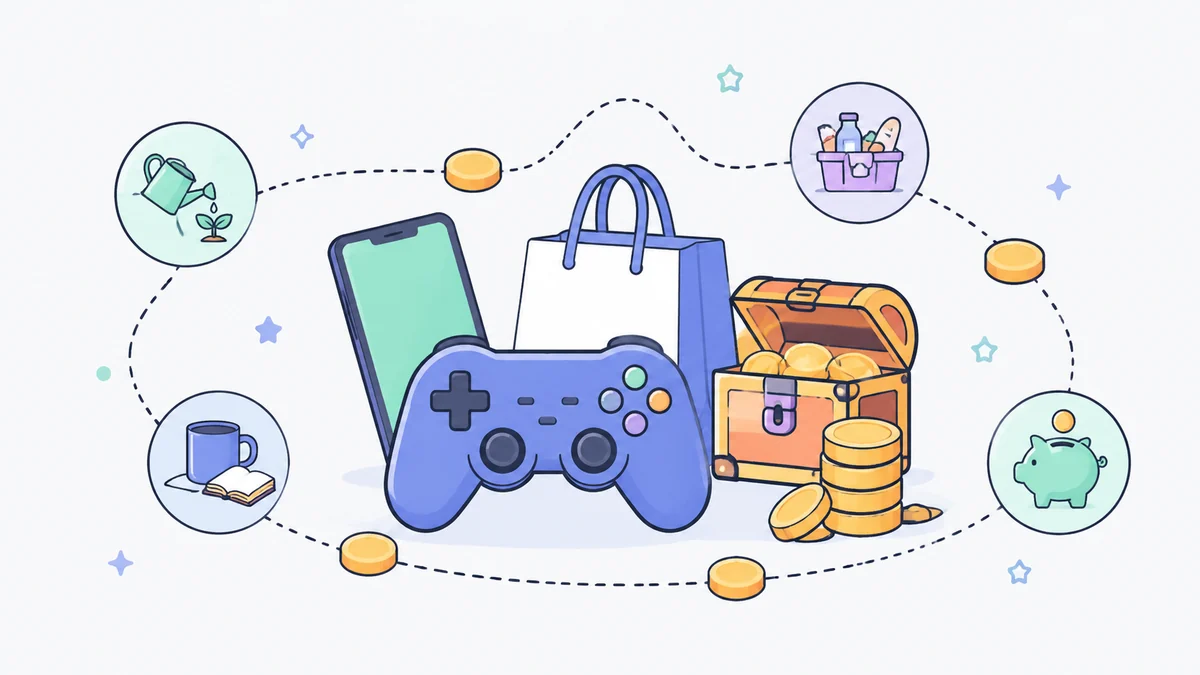 普段の生活から次に遊ぶゲームの購入資金を準備するイメージ
